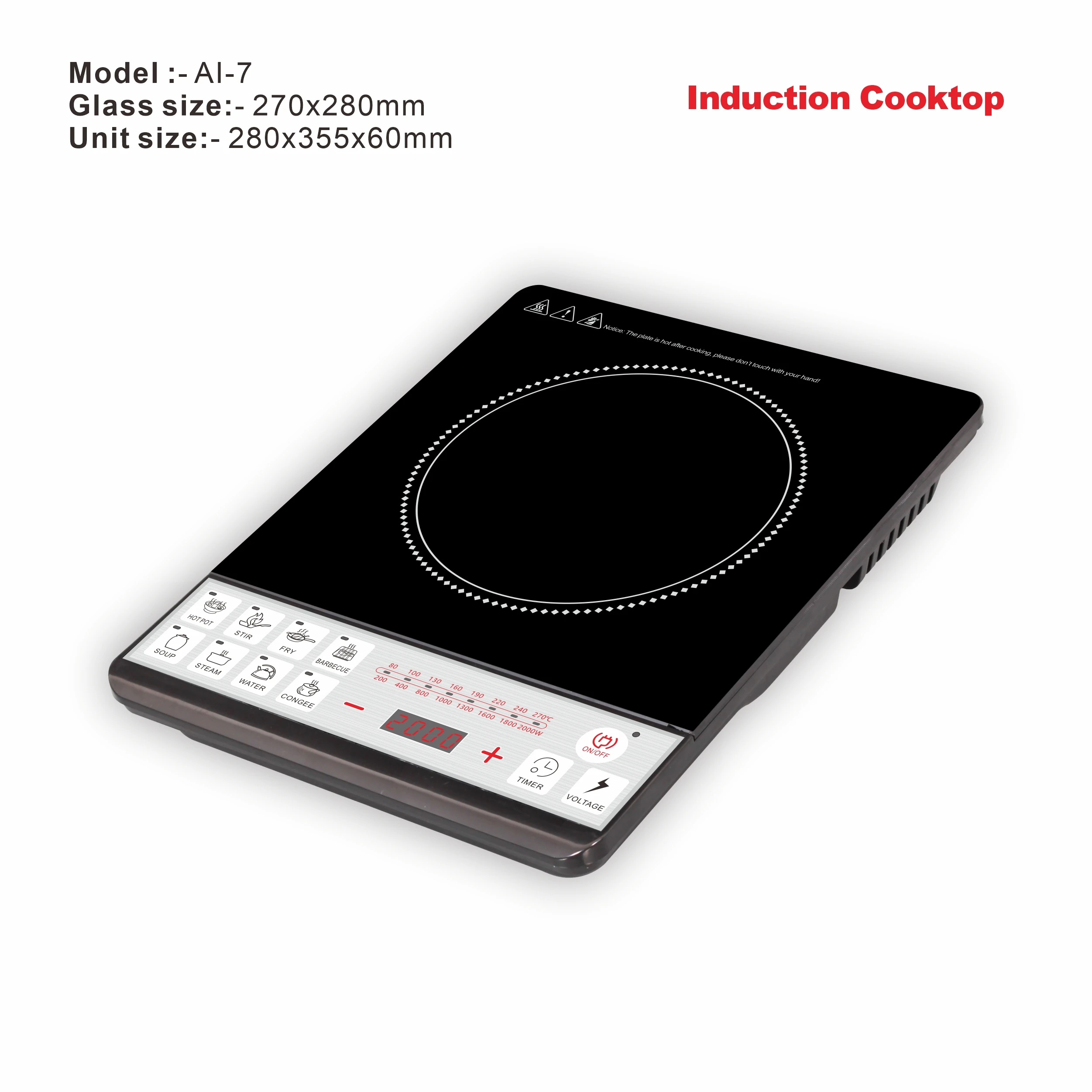 Best Selling Electric Induction Cooker Ceramic Panel and Plastic Housing Energy Saving Hot Plate for Household Use