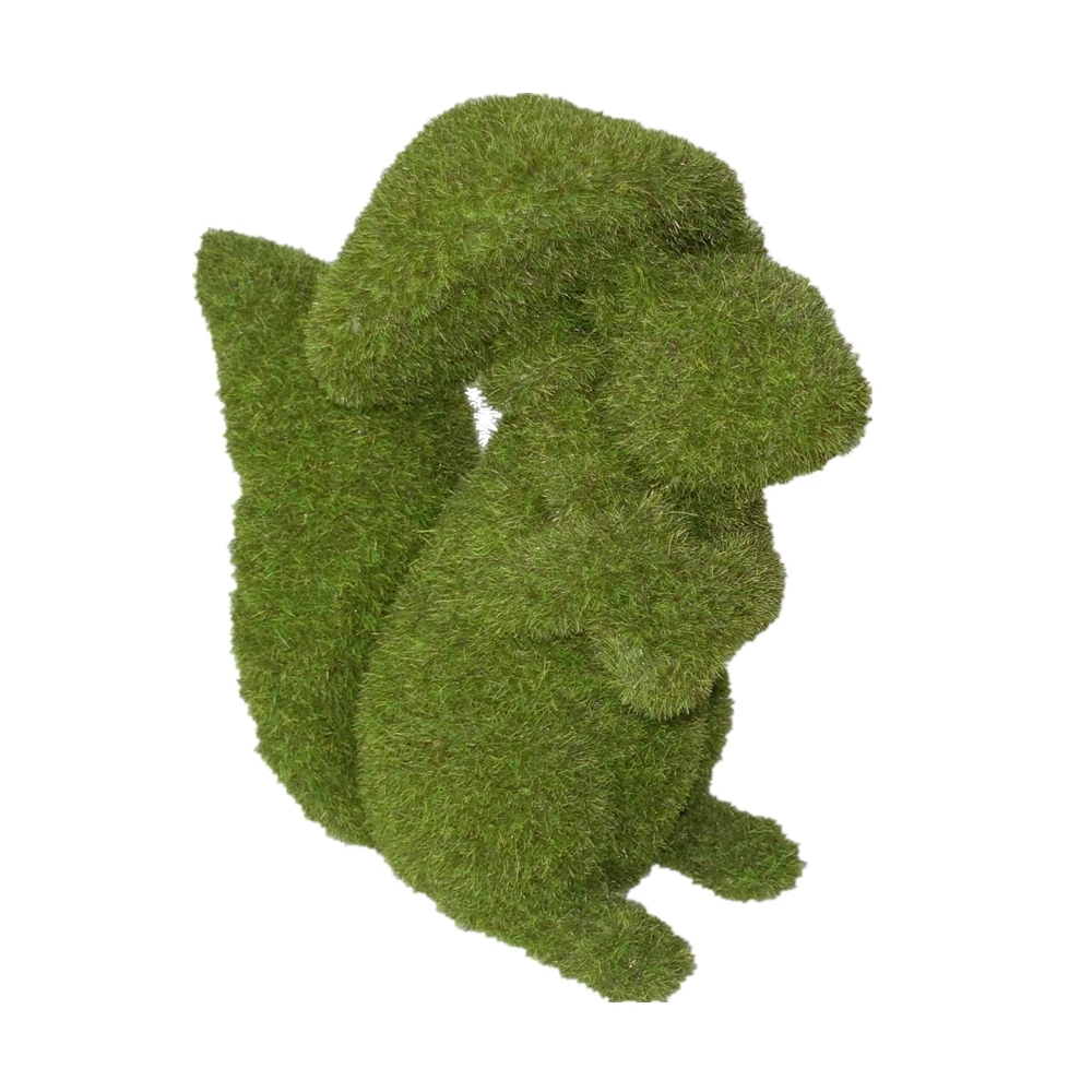 Wholesales Animal Statue Resin Garden Green Moss Sitting Squirrel Statue  with Mushroom Spring  Figure