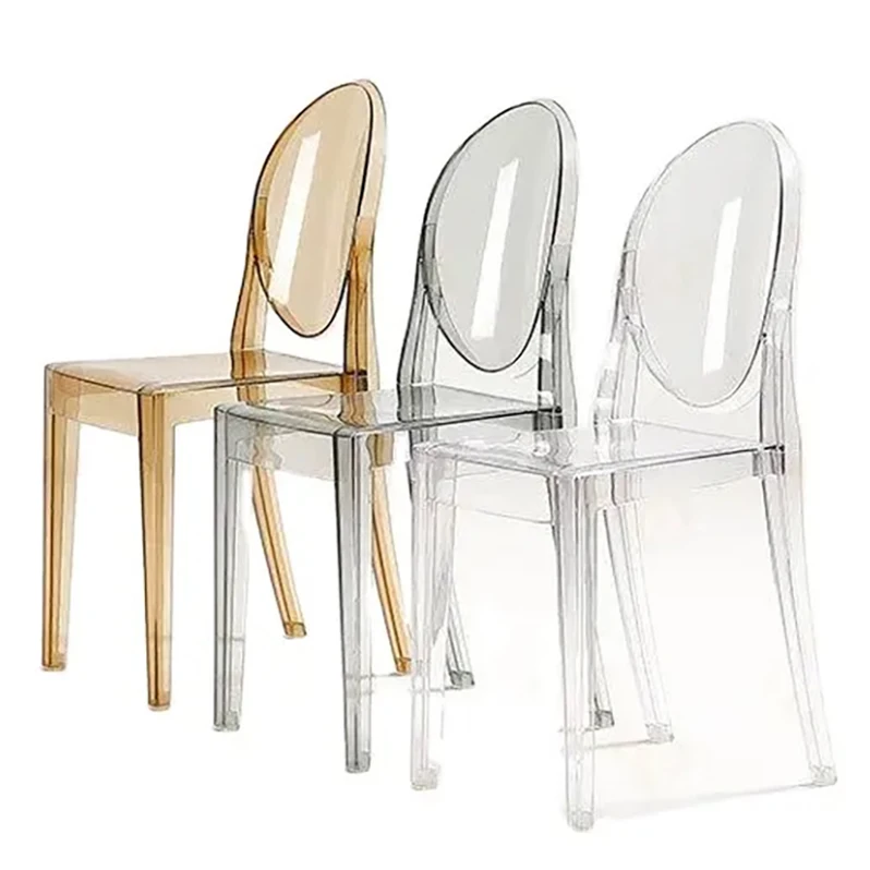 Fancy Clear Round Back Hotel Party Event Chairs Polypropylene Acrylic Plastic Transparent Hotel Dining Chairs
