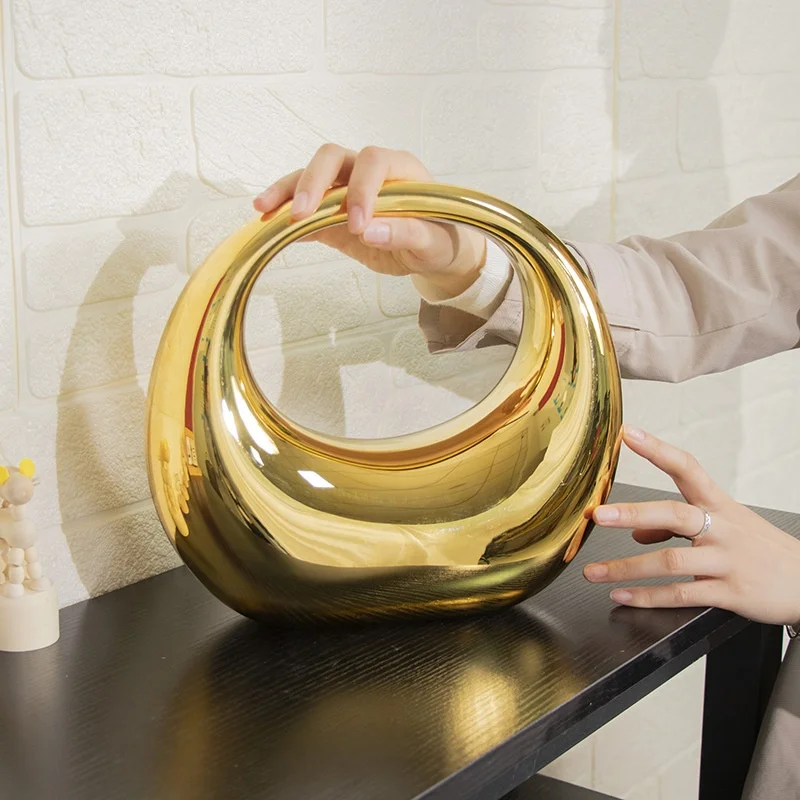 2024 New Fashion PVC Purses And Handbags Luxury Women Chain Shoulder Hot Golden Handbag Ladies Half Moon Embellished Clutch Bag