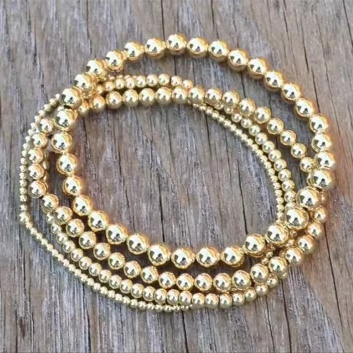 A2616 Fashion Simple stretchy genuine 14k gold filled Bracelet women permanent jewelry beaded bracelet