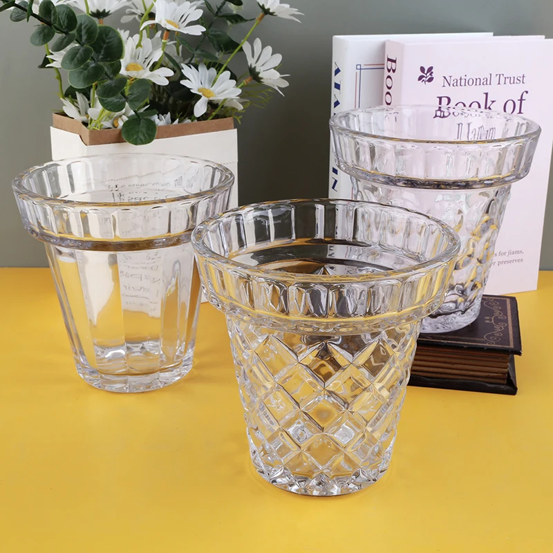 Large Clear Glass 40 Fl Oz Ice Cream Cone Shaped Coupe Dessert Bowls