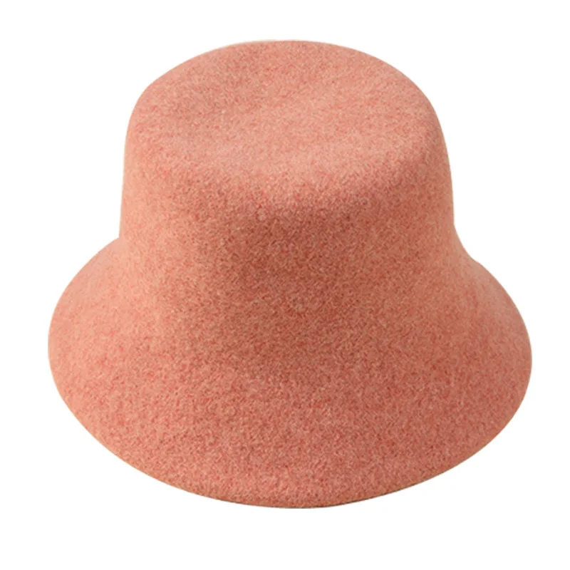 Oem 2023 Wholesale High Quality 100% Wool Wide Brim Fedora Fisherman Hat Custom Flat-topped Plain Outdoor Bucket Hat For Man - B