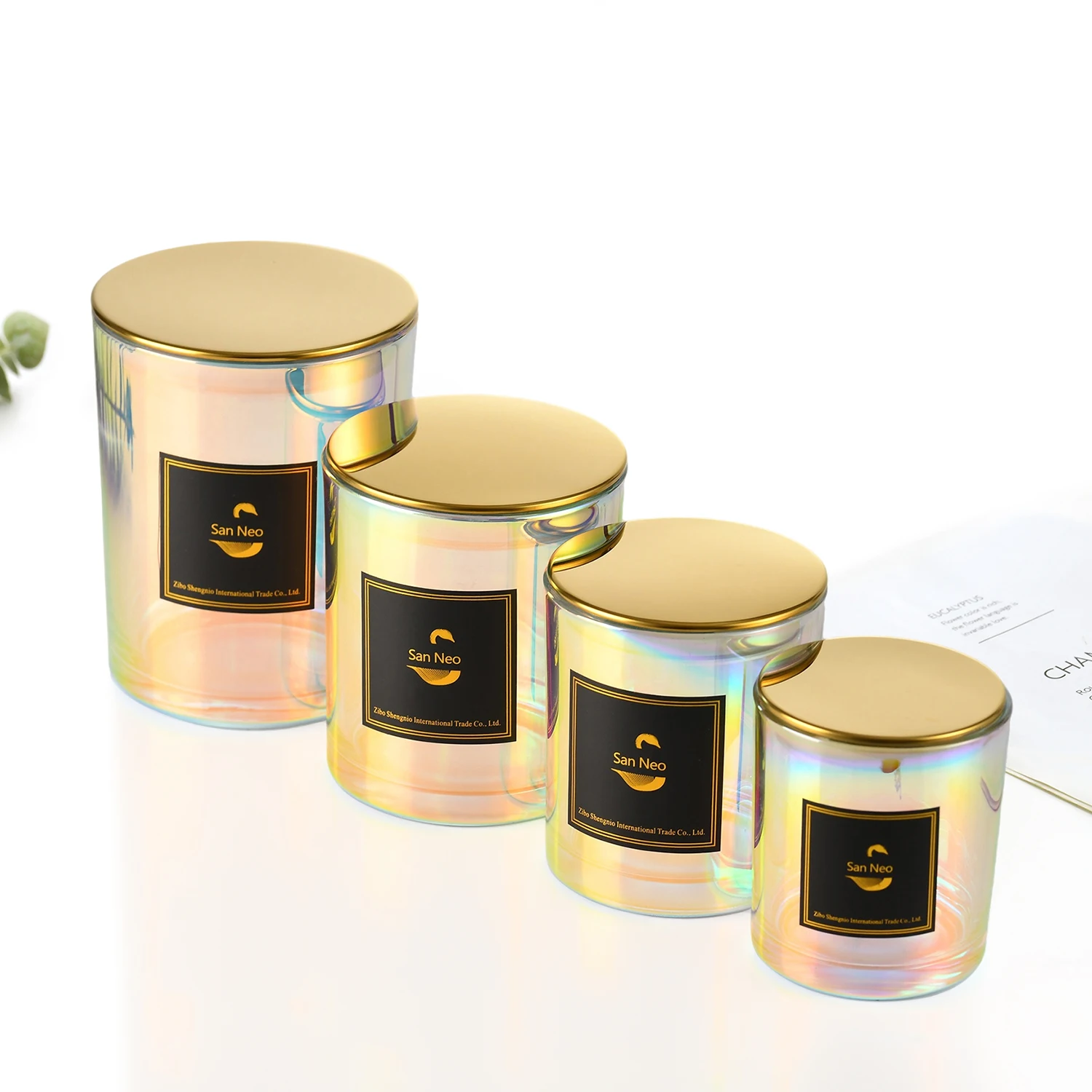 Bulk Wholesale 6Oz 10Oz 14Oz 16Oz Container Frosted Holographic Glass Rose Gold Electroplated Candle Jars