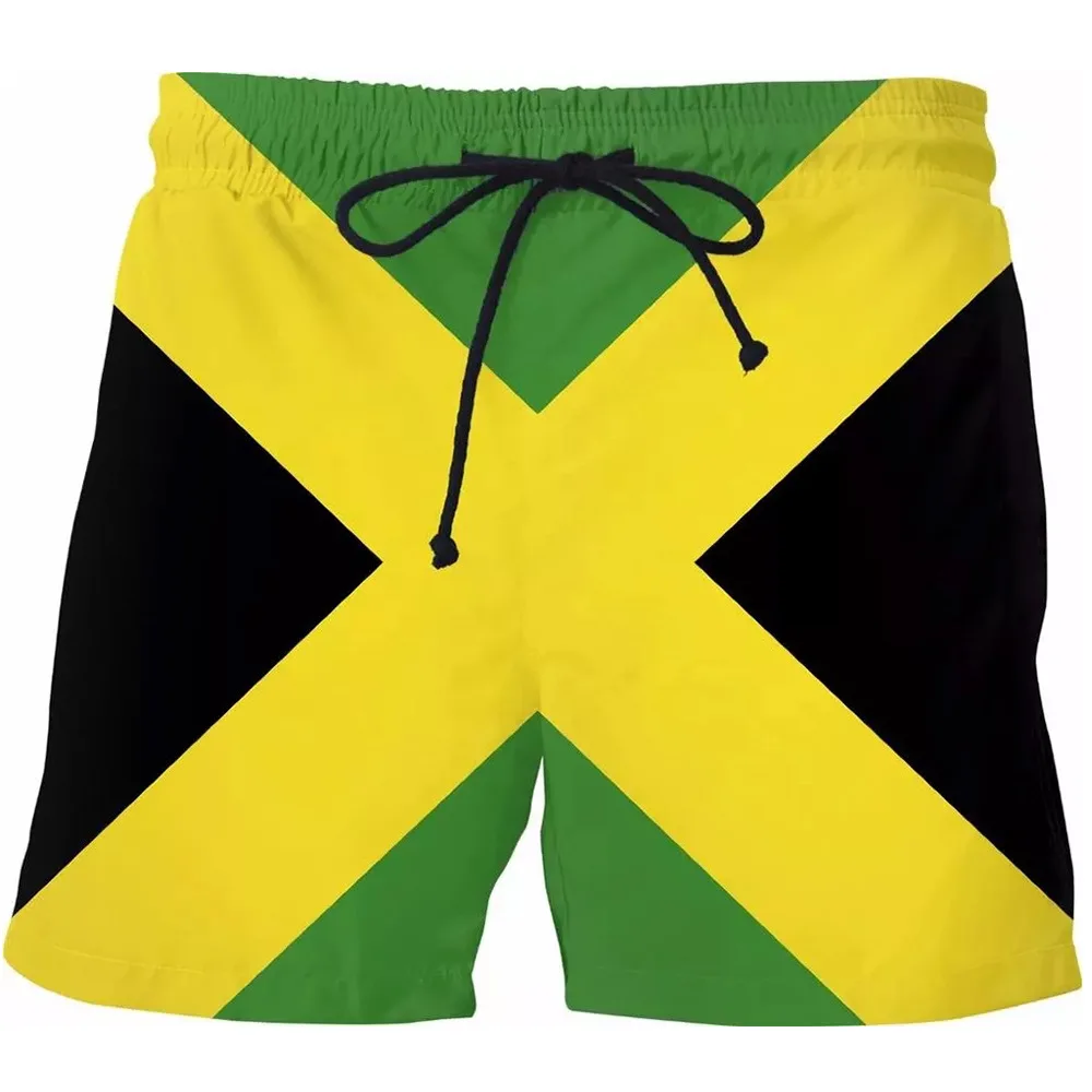 New Fashion One Piece Flag Star Beachwear Pattern Breathable Trunks Casual Drawstring Bermuda Board Shorts