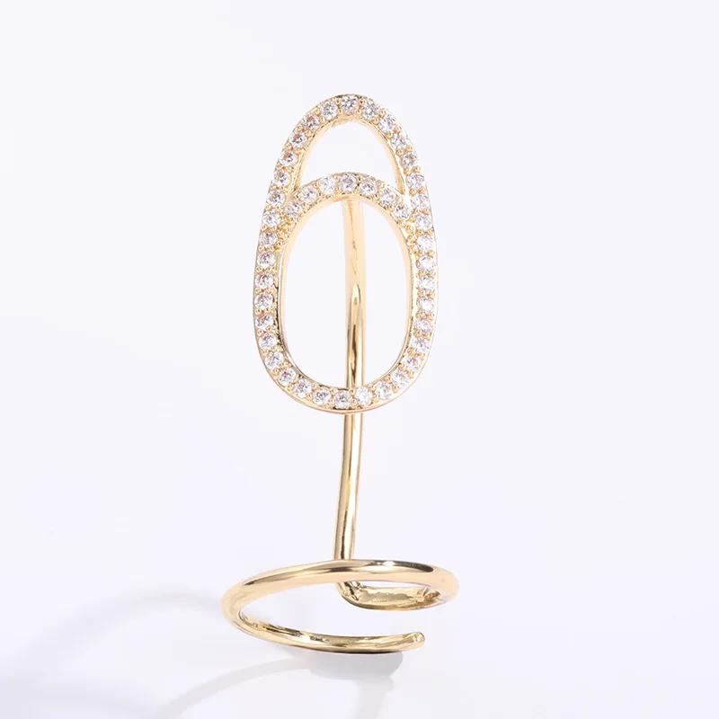 Fashion Jewelry nail ring for women copper zircon Crystal Beaded adjustable finger rings Gold Plated fingertip ring