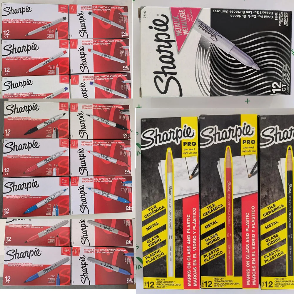 12pcs/box Extra Fine Signature Pen 32701 Oil-based Sharpie Art Marker pens