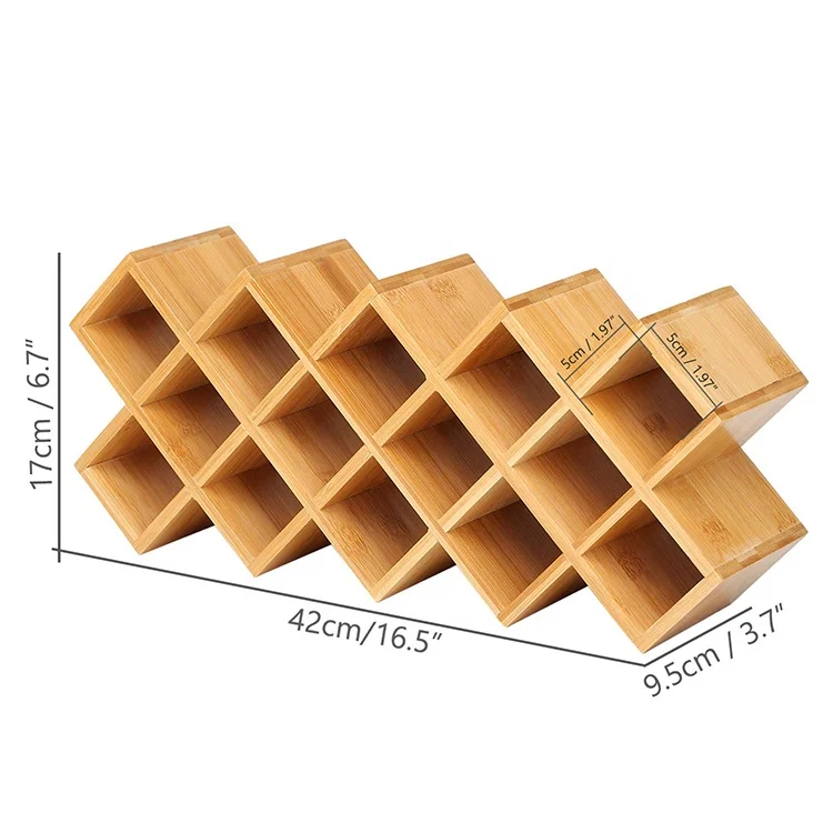 Criss-Cross 18-Jar Bamboo Countertop Spice Rack Organizer, Kitchen Cabinet Cupboard Wall Mount Door Spice Storage