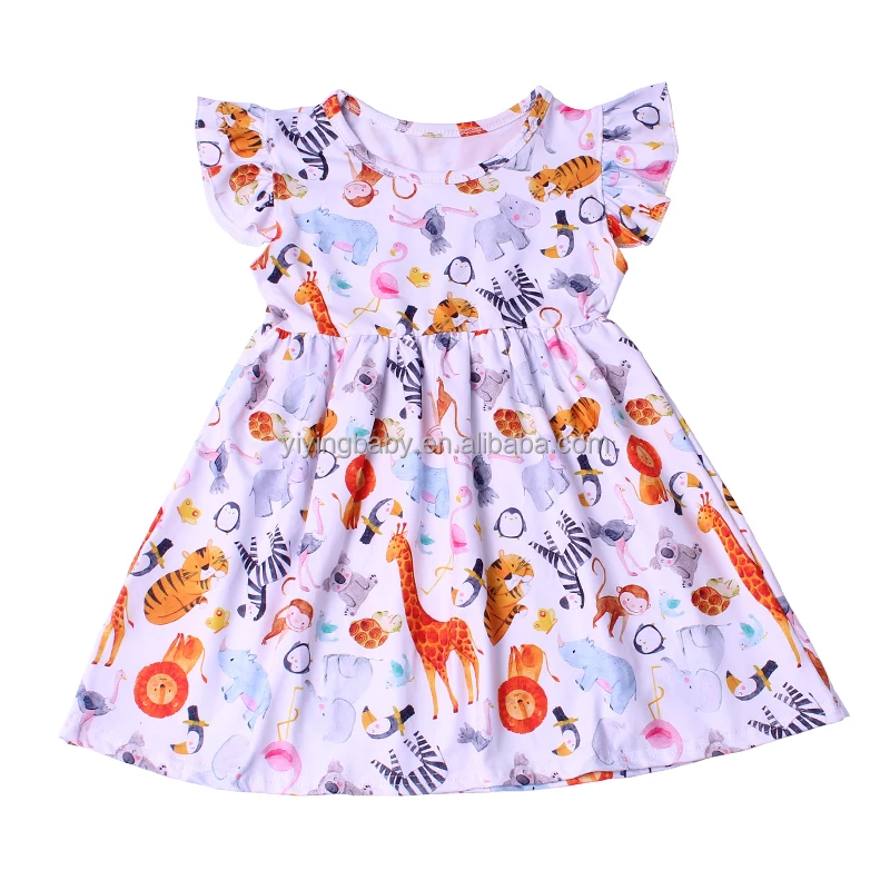 Toddler dress  milk silk dress girls cartoon summer short sleeves smocked dress