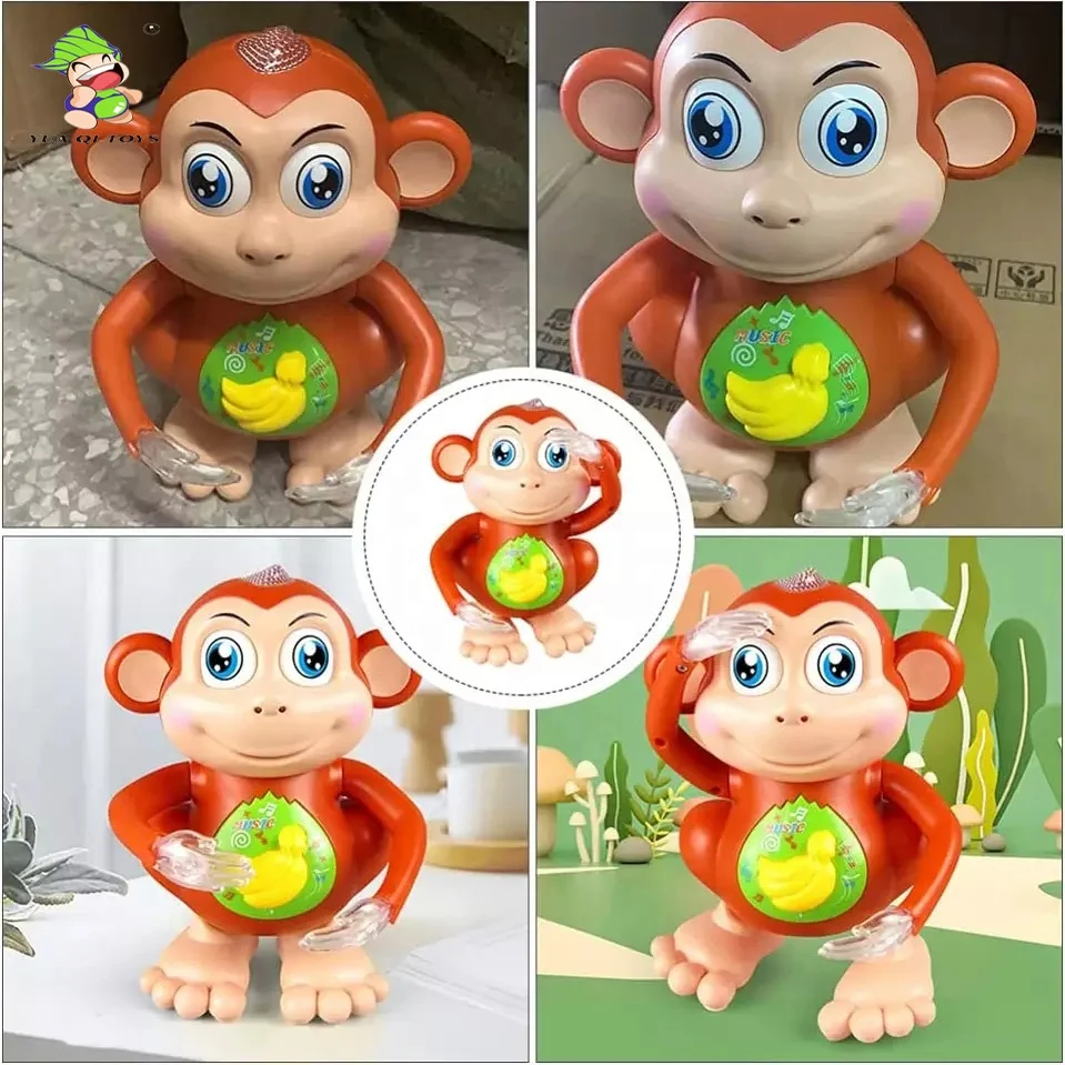 YQ Cartoon Animals B/O Dancing Monkey Musical &Light Toy Swing Walking Monkey Toy Kids