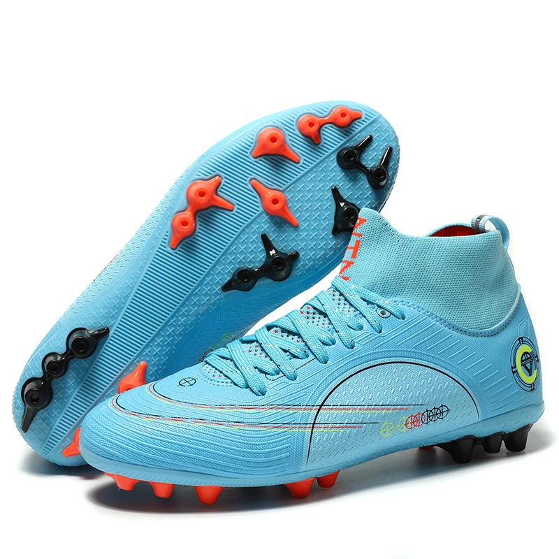 Adult Youth High Top Cleats Sport Sneaker Light Breathable and Cheap Studs Football Shoes
