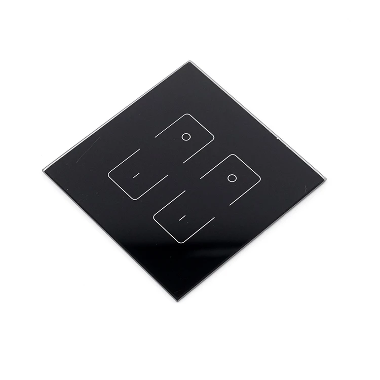 Factory custom 86*86*3mm glass panel black silk screen glass touch panel four-button glass switch panel