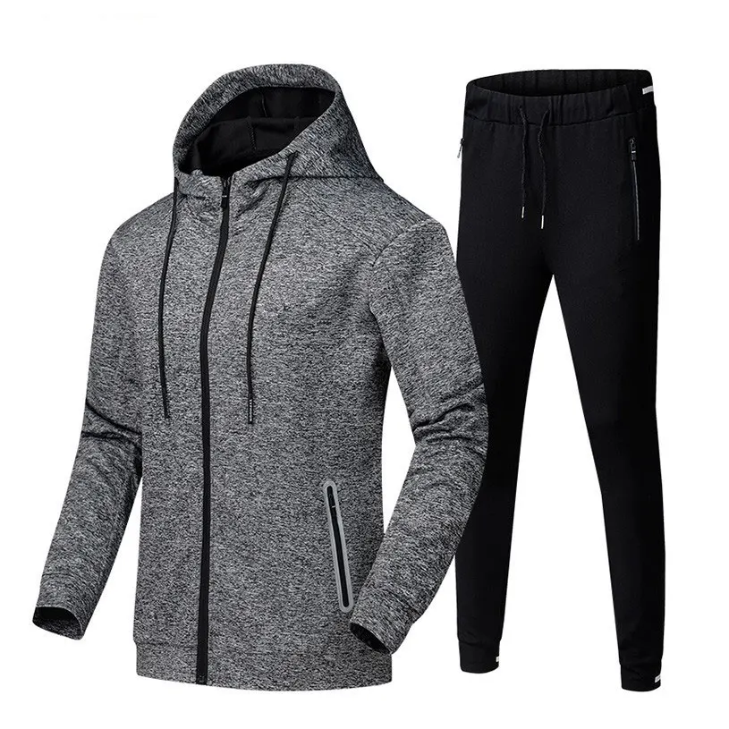 
Wholesale Running Wear Two Piece Set Zip Up Fleece Custom Men Tracksuits With Hood 