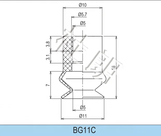 11mm 1.5 bellows sukers silicon suction cup vacuum with M5 thread fitting