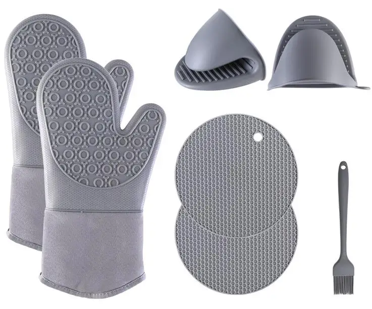 Heat Resistant silicone glove  Silicone Oven mitts sets for cooking