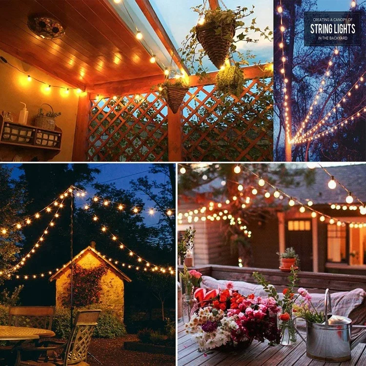 Connectable Led christmas lights outdoor decoration Edison Lights with Incandescent Bulb US Plug white wire
