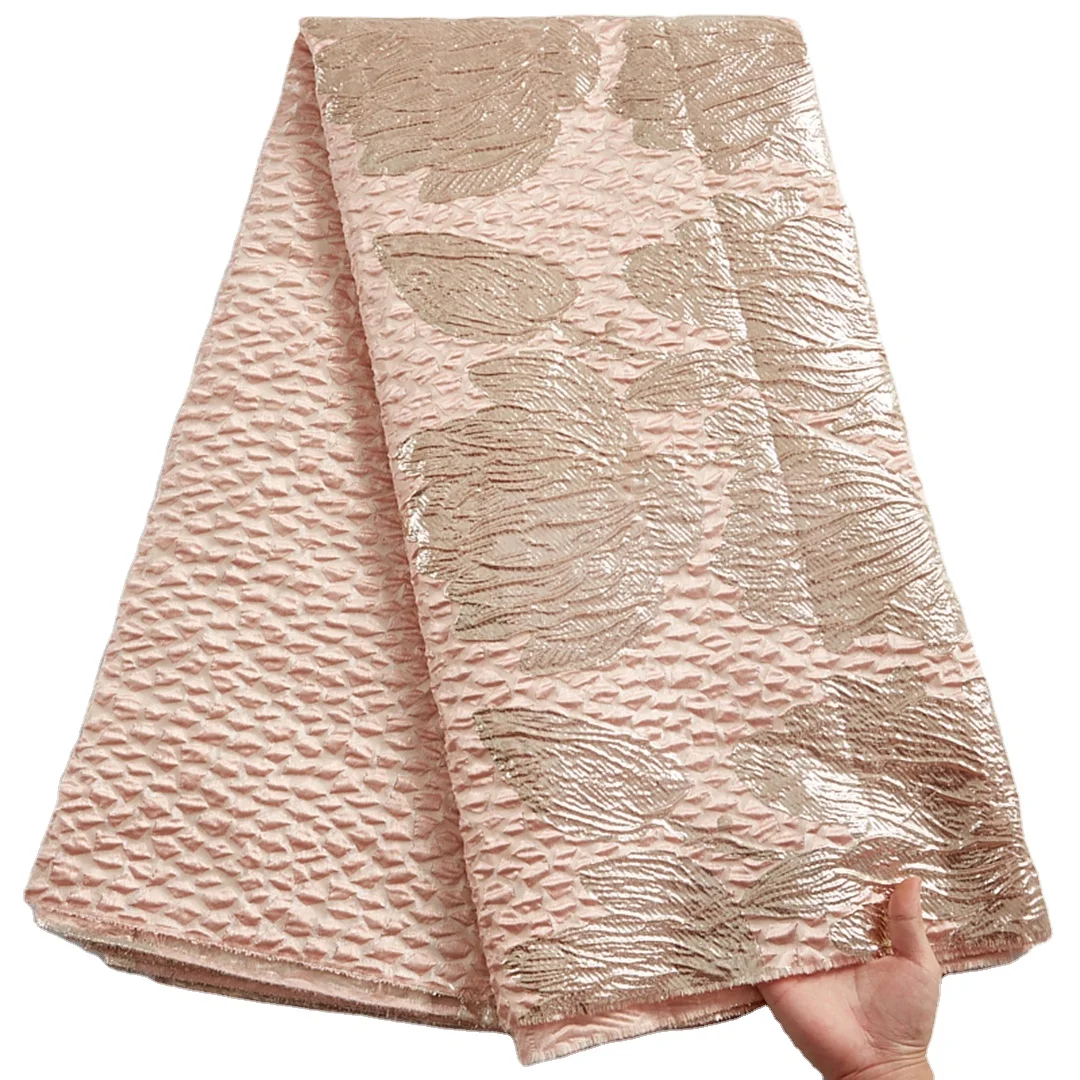 Embroidery Jacquard Brocade Cord Net Lace With Sequins Hot Selling African Nigerian Fabric