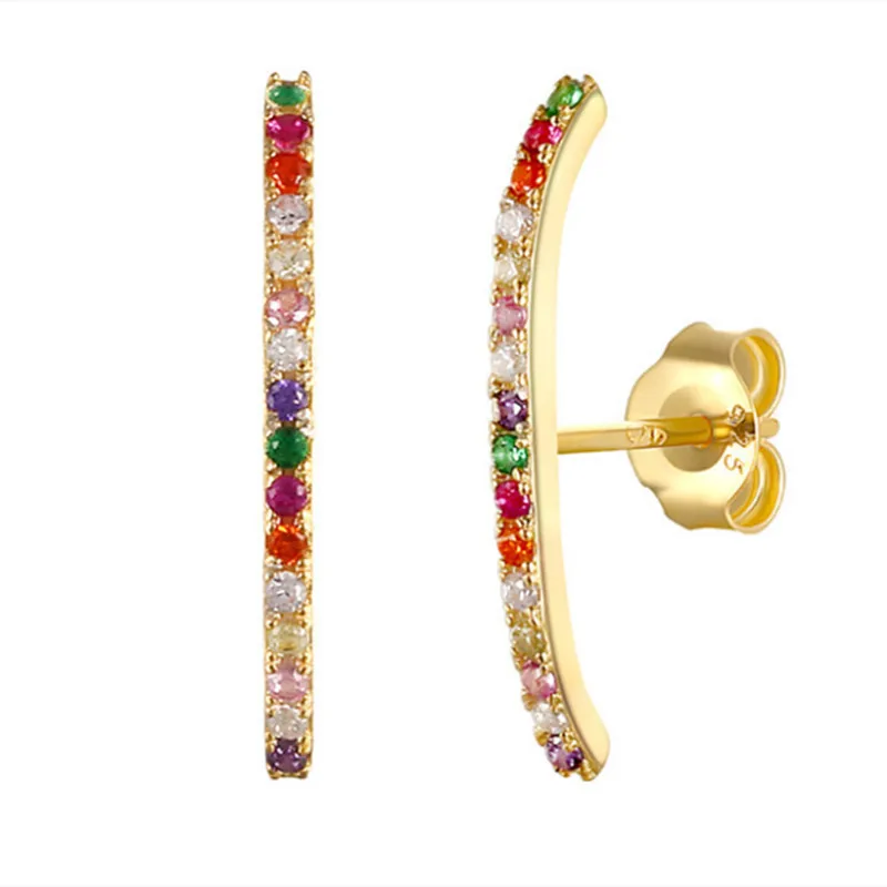 2021 Hot Sale New Creative Luxury European 5A White Cubic Zirconia Gemstone Ear Studs 925 Sterling Silver Earring