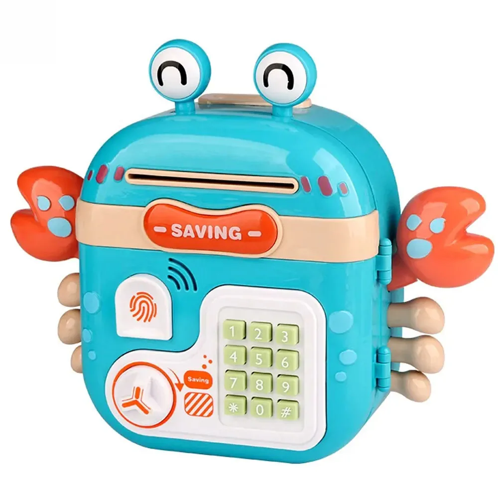2024 Kids hot selling educational music fingerprint unlock atm piggy bank toy cartoon crab password piggy bank toy