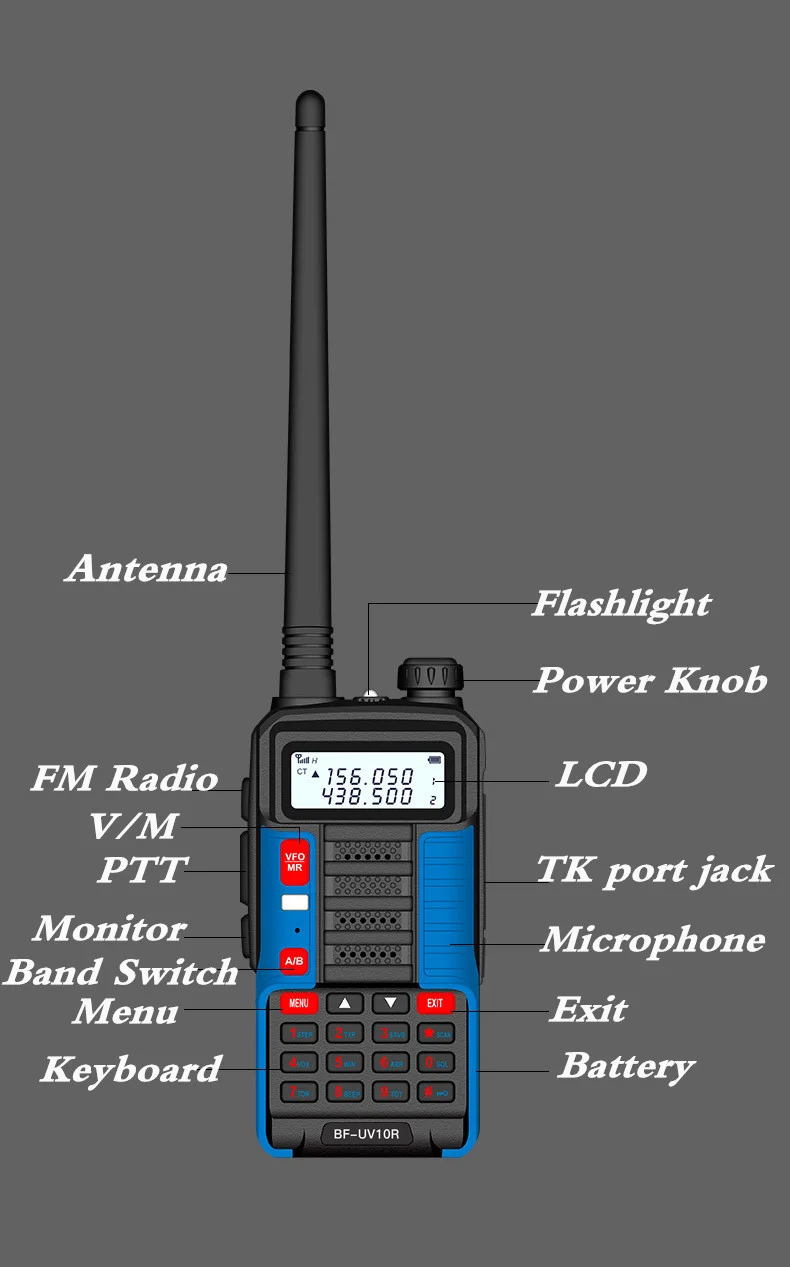 Baofeng UV10R Walkie Talkie 10W VHF UHF Dual Band Two Way CB Ham Radio UV 10R Portable USB Charging Radio Transceiver UV5R