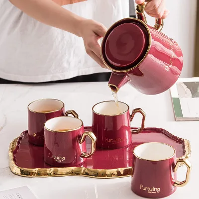  Нестандартная позолоченная керамическая кофейная чашка в европейском стиле креативный позолоченный чайник и набор для воды