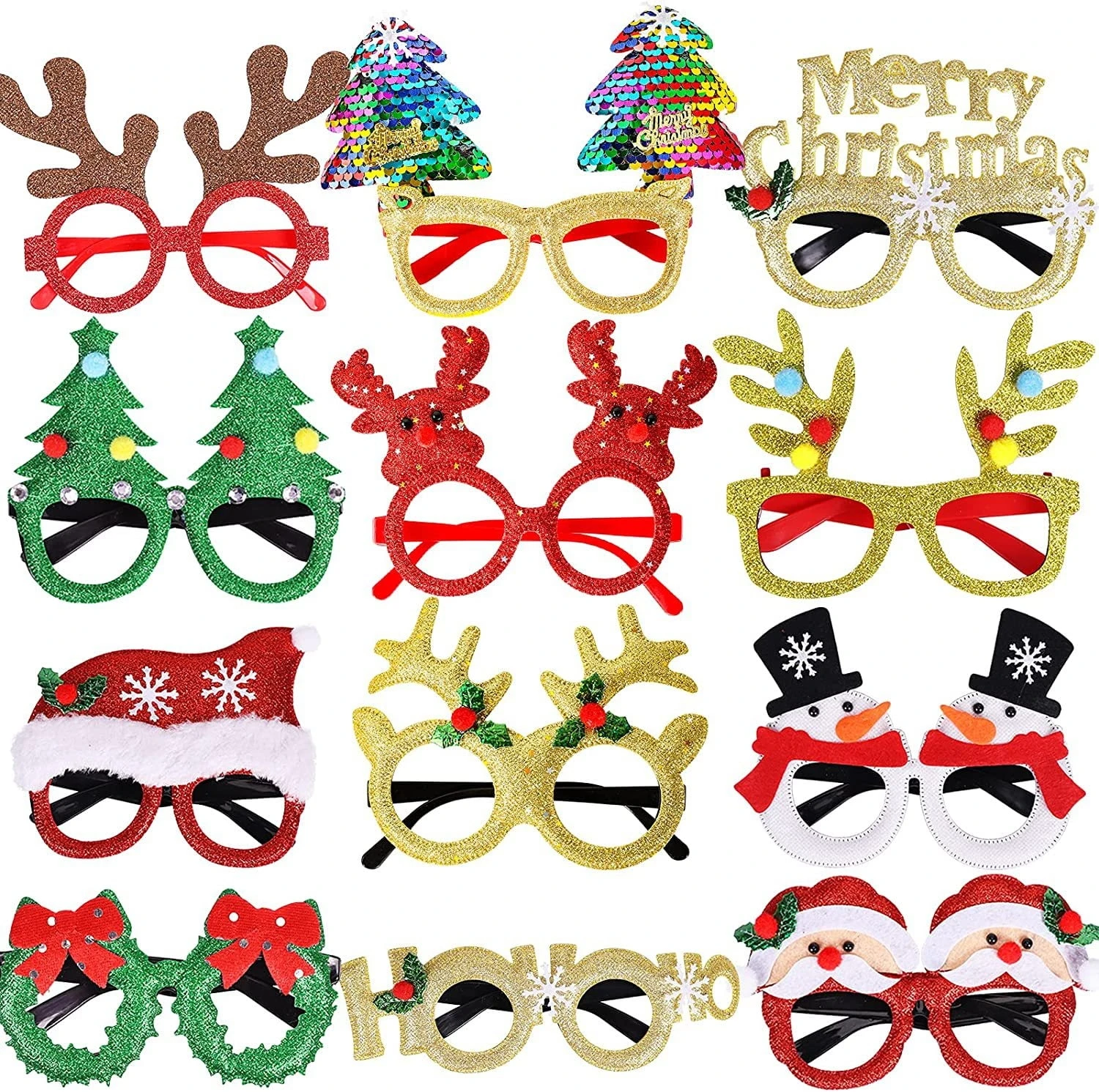 Christmas 2025 2024 New Snowman Funny Plastic Glasses Christmas Party Decorations Supplies Photo Props Wedding Kid Boy Girl