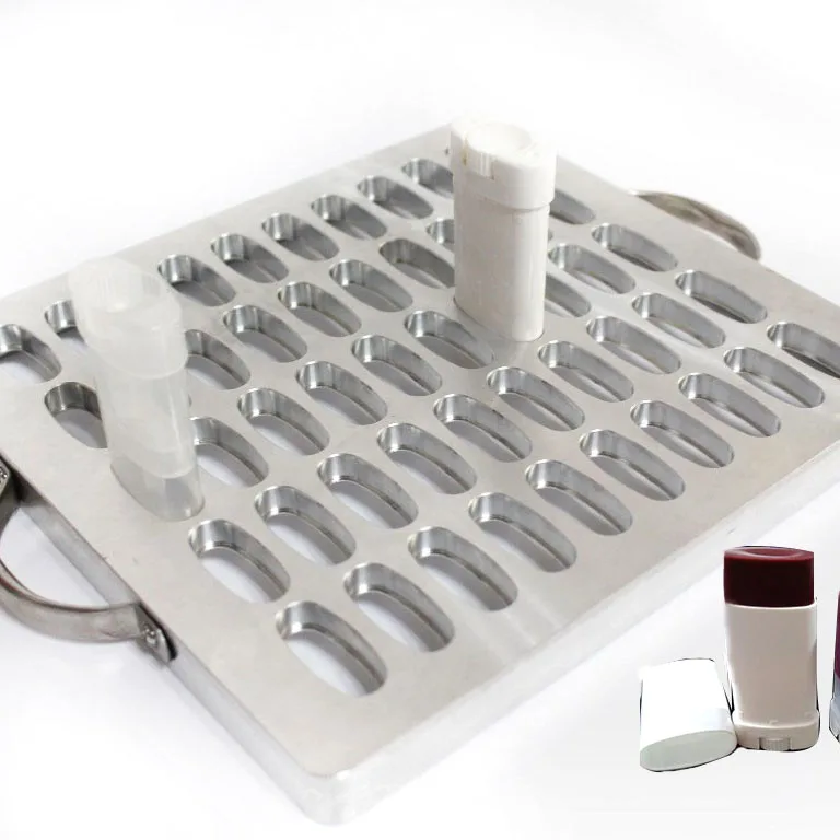 50 Cavities 15g Nature Lip Balm Lip Stick sample Filling Tray oval Shape aluminum Deodorant Stick Lipstick Mould