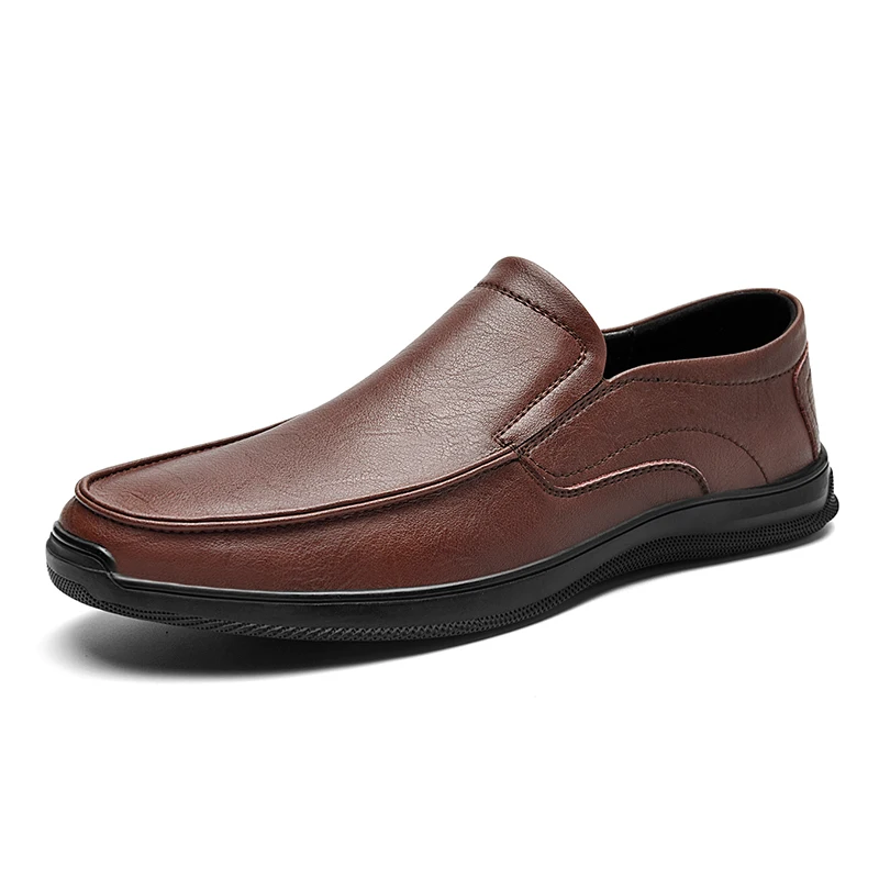 New high quality wholesale moccasin homme en cuir men black leather dress shoes slip-on fashion brand cheap factory oem