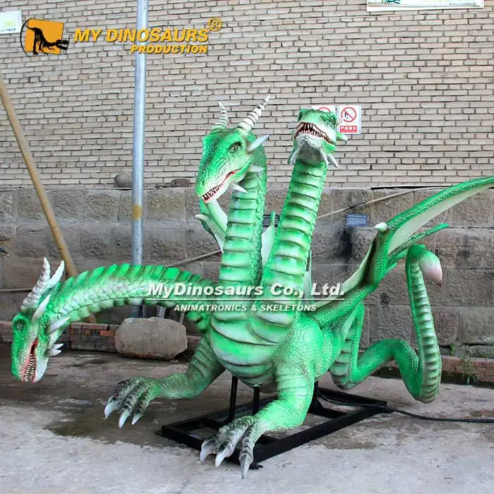 MYDINO западная модель дракона в натуральную величину анимация трехголовый дракон