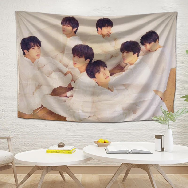 Popular Kpop Printing 1 pieces Korea Handsome Boy bt tapestri Custom Hippie Kpop Tapestry throw blanket art wall hanging