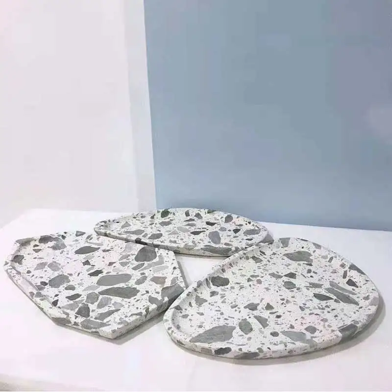  Прямоугольный поднос для терраццо из натурального камня кухонное приспособление кухонный инструмент обеденная тарелка
