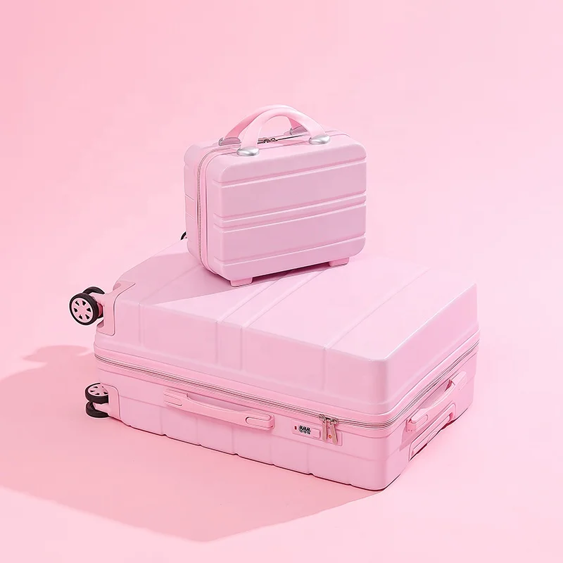 
New style shiny rose gold ABS suitcase zipper pulls personalized luggage set for lady 