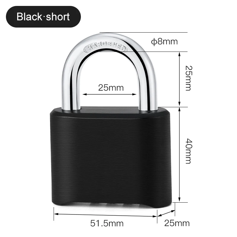 Four combination password lock Black Warehouse, waterproof, Zinc alloy combination padlock