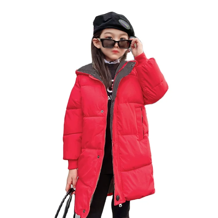 2024 little girl hooded down coats and outerwear children padded puffer warm clothes mid-long winter coats for kid girls
