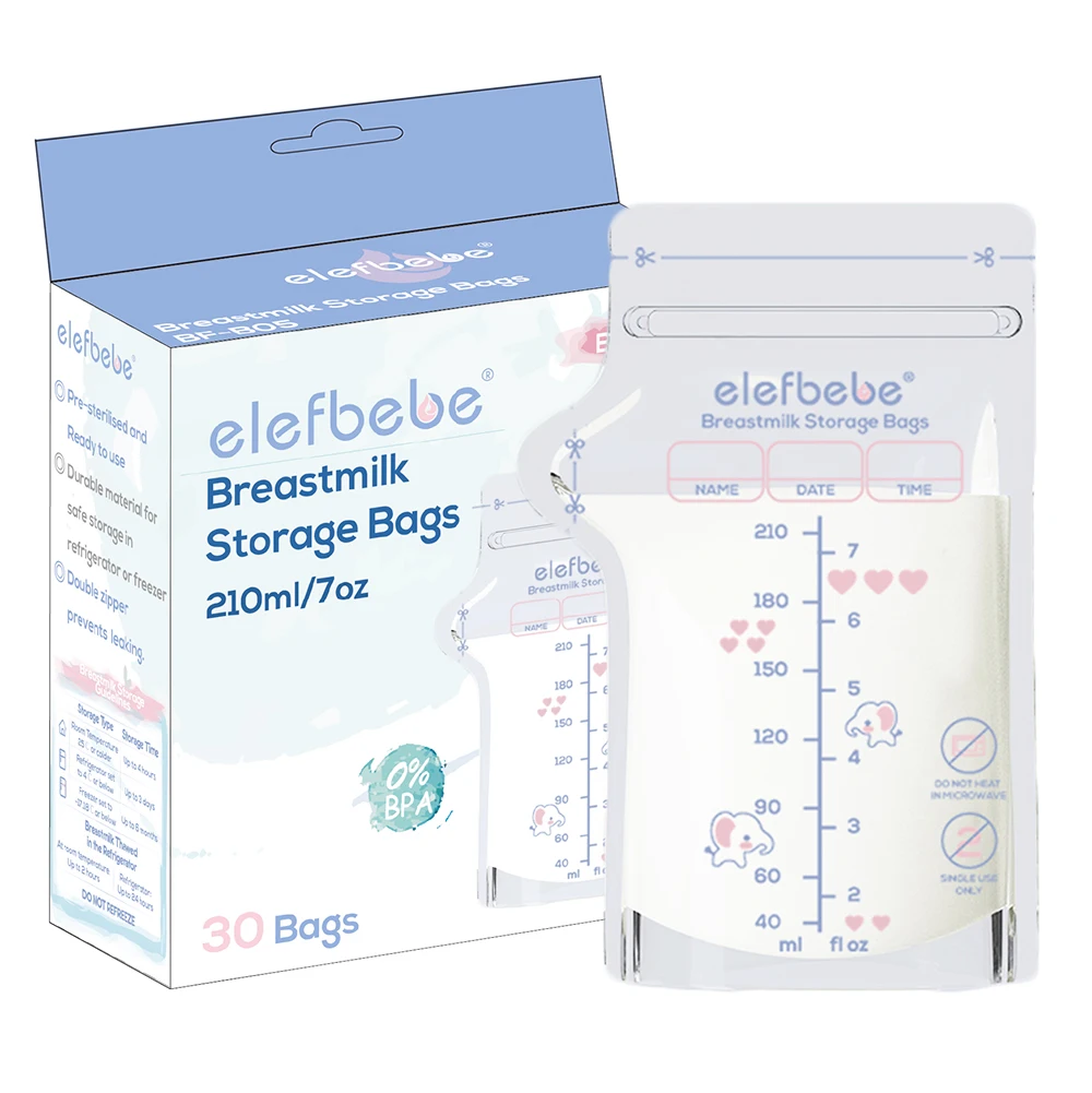 30pcs 8oz Pre-Sterilized Breast Milk Storage Bags Bpa Free Double Zipper Seal Plastic Bags For Freezing Breastmilk