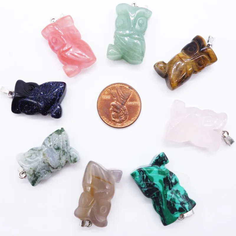 Цепочка с подвеской в виде совы из натурального кварца 22