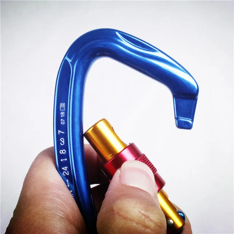 CE certified ultra light D-type rock climbing downhill fire safety carabiner