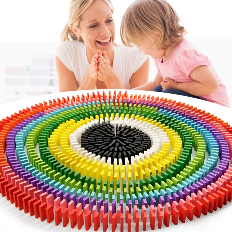 High Quality 120pcs Rainbow Wooden Educational Toys Domino Blocks Montessori Early Educational Toys For Children Building Blocks