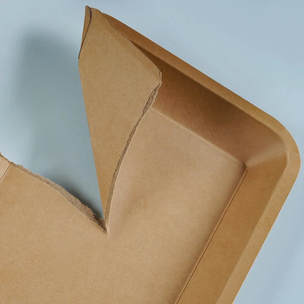 disposable microwave plastic film inside oil proof fast food paper tray fast food paper tray kraft paper board food tray