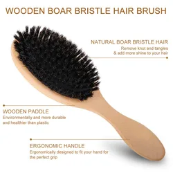 Private label hot selling  wooden boar bristle custom logo hair brush wholesale popular high quality hair brush