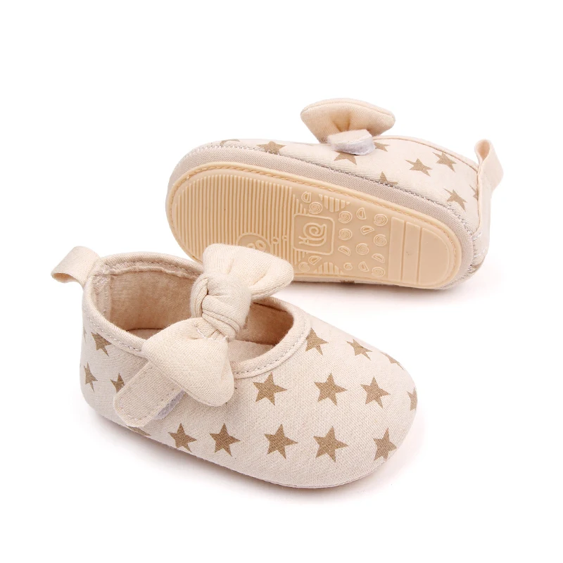 Beige Color Heart & Star Design Baby Princess TPR Shoes Baby Casual Shoes