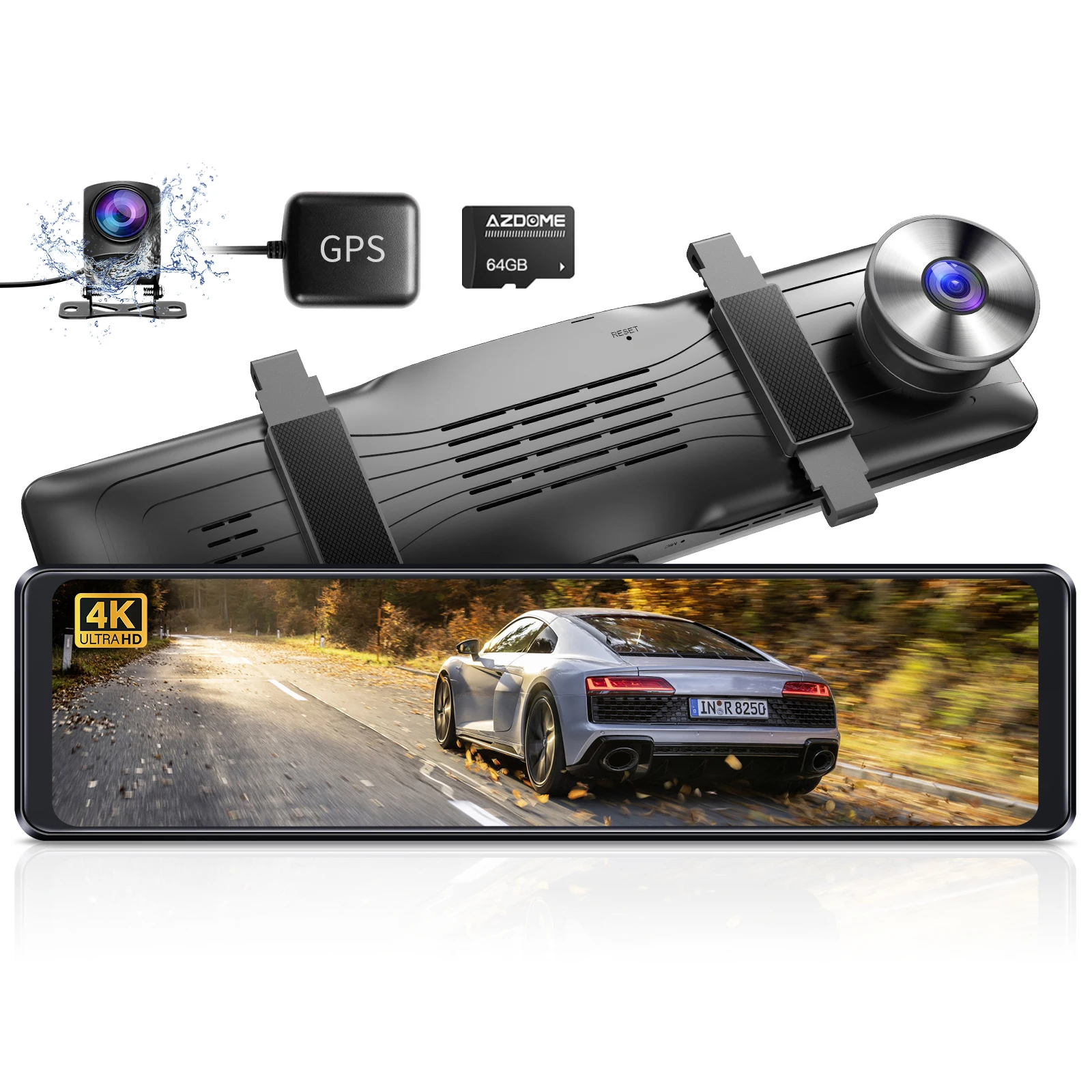 AZDOME PG19X 4K 11.26' Touch Screen GPS Super Capacitor Support G-Sensor 2CH 4K+FHD Dash Cam Car Camera Car Black Box Streaming