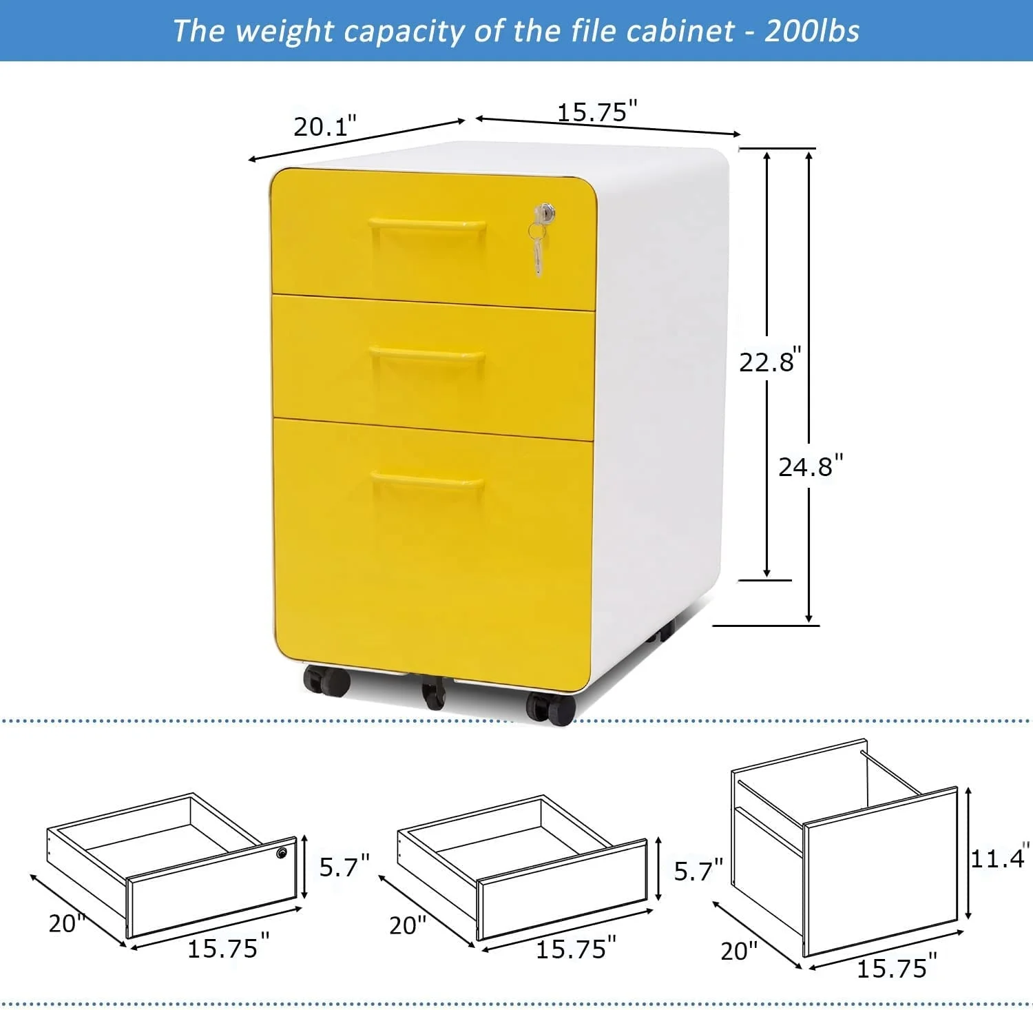Mobile Filing Cabinet 3 Drawer Mobile Pedestal Durable Modern Office Furniture Complete Set Box School Tools Cabinet Small