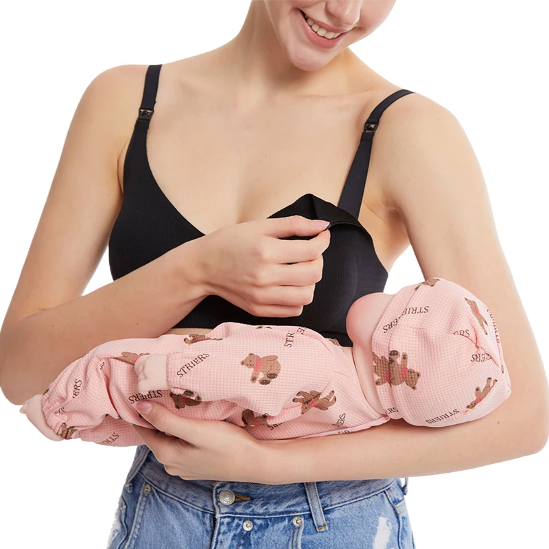High Quality Women Traceless Nursing Bra Laser Cut One-Piece Invisible Bra Wireless with Removable Pads Back Closure Hooks