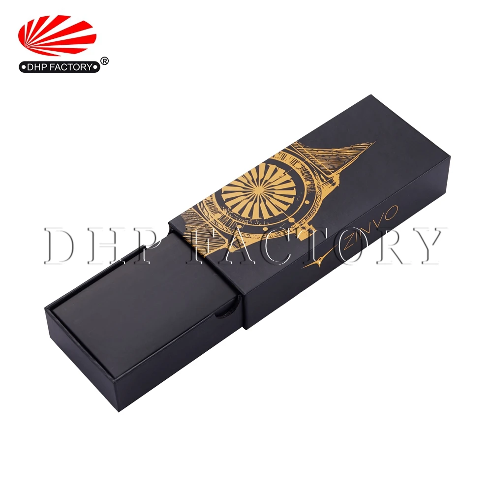 Handmade Black Paper Custom Rigid Cardboard Sliding Drawer Smart Watch Strap Packaging Box