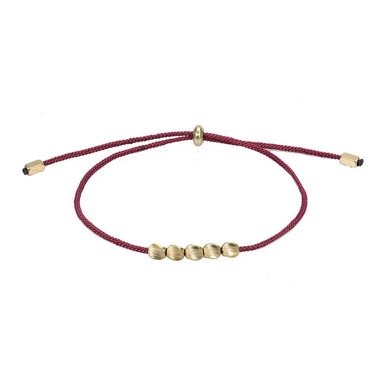 Stock  Buddhist Creative Irregular Rope Pulling for Women Men Handmade Knots Thread Copper Beads Charm Bracelets