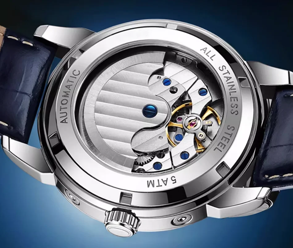 Luxury stainless steel case calendar 24 hour show business men automatic mechanical watches