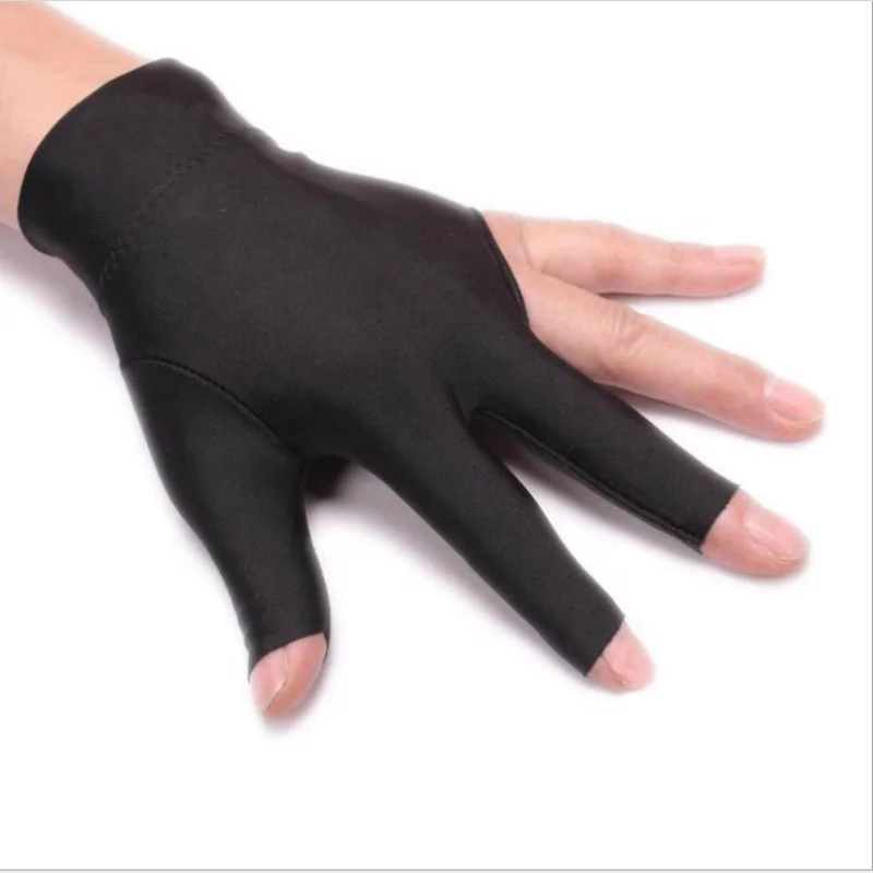 Black Soft Smooth Spandex Three Fingers Player Left and Right Hand Billiard Accessories Billiard Gloves