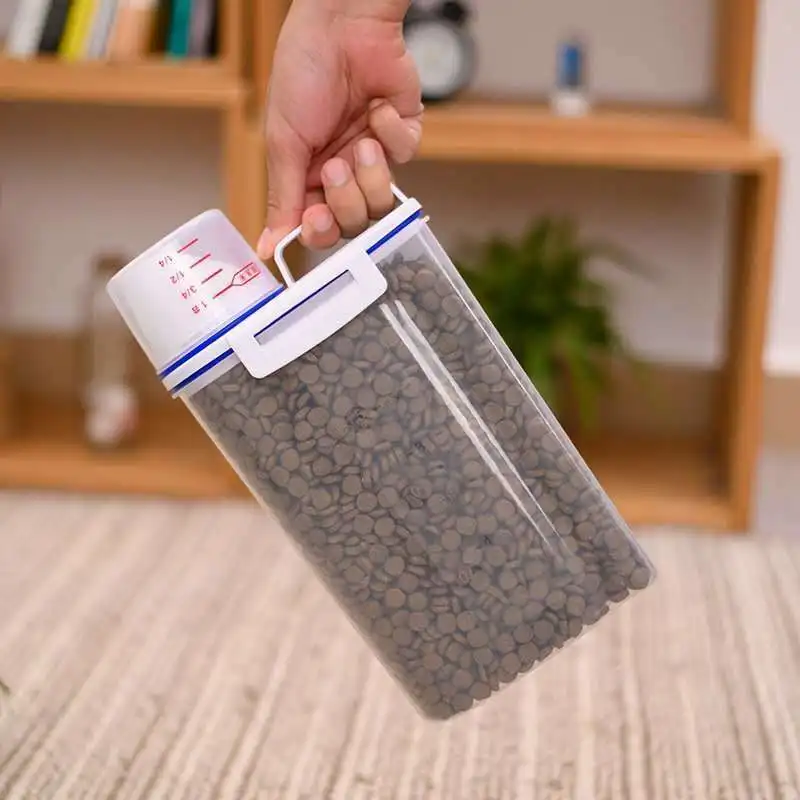 Plastic Food Storage Container with Scale Cup Large Dog Food Container Dog Food Bowl with Lid