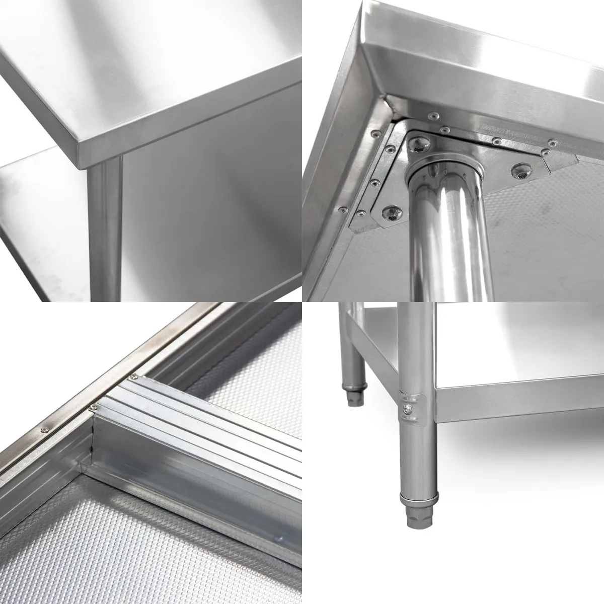 Commercial Kitchen Prepare Work Table Stainless Steel Double Deck Workbench